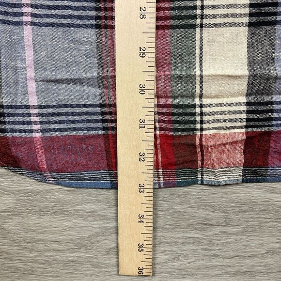 Polo Ralph Lauren Shirt Mens Extra Large Blue Red Linen Cotton Plaid Pockets - Picture 8 of 9